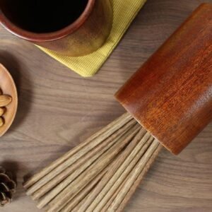 Vintage Wooden Chopsticks with Drain Tube Timeless Craftsmanship & Practical Storage